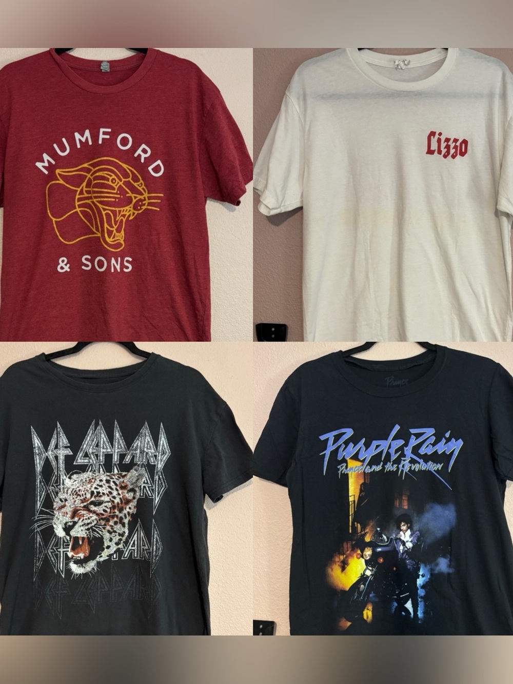 Mumford & Sons, Lizzo, Def Leppard, and Prince Short Sleeve Graphic Tee Bundle